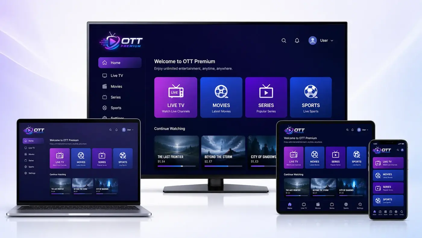 Smart TV, ordinateur, tablette et mobile compatibles avec OTT Premium