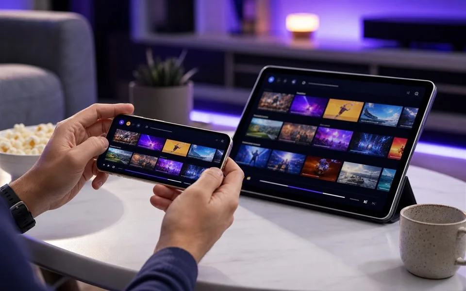 Exemple d'utilisation IPTV sur téléphone et tablette