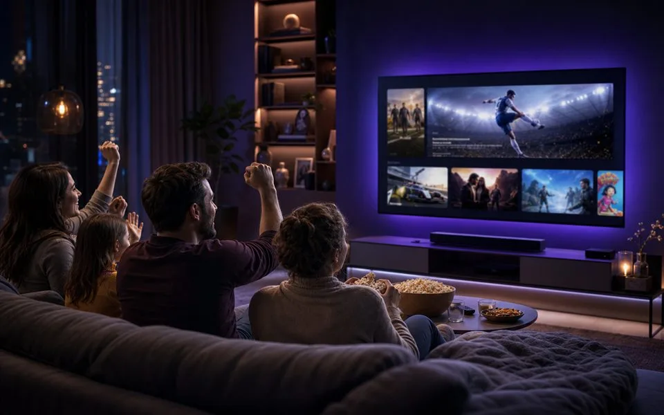 Exemple d'utilisation IPTV sur grand écran dans le salon